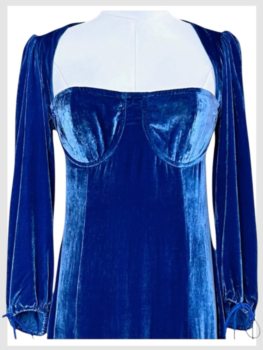 For Love & Lemons Nadine Mini Dress Royal Blue Cobalt Velvet Bustier M - Picture 3 of 8